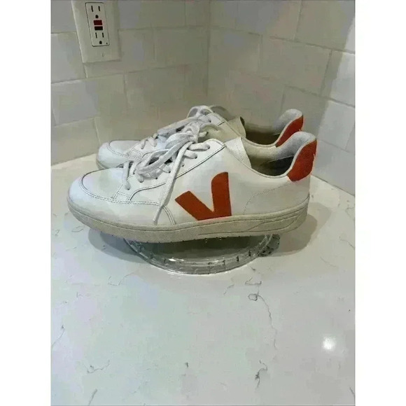 Veja Men's V-12 Low Top Sneaker White Orange Suede Leather Sz EU 47 US 12.5 - Picture 8 of 16